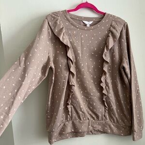 BNWT Lauren Conrad sweatshirt with ruffles soft and cozy.